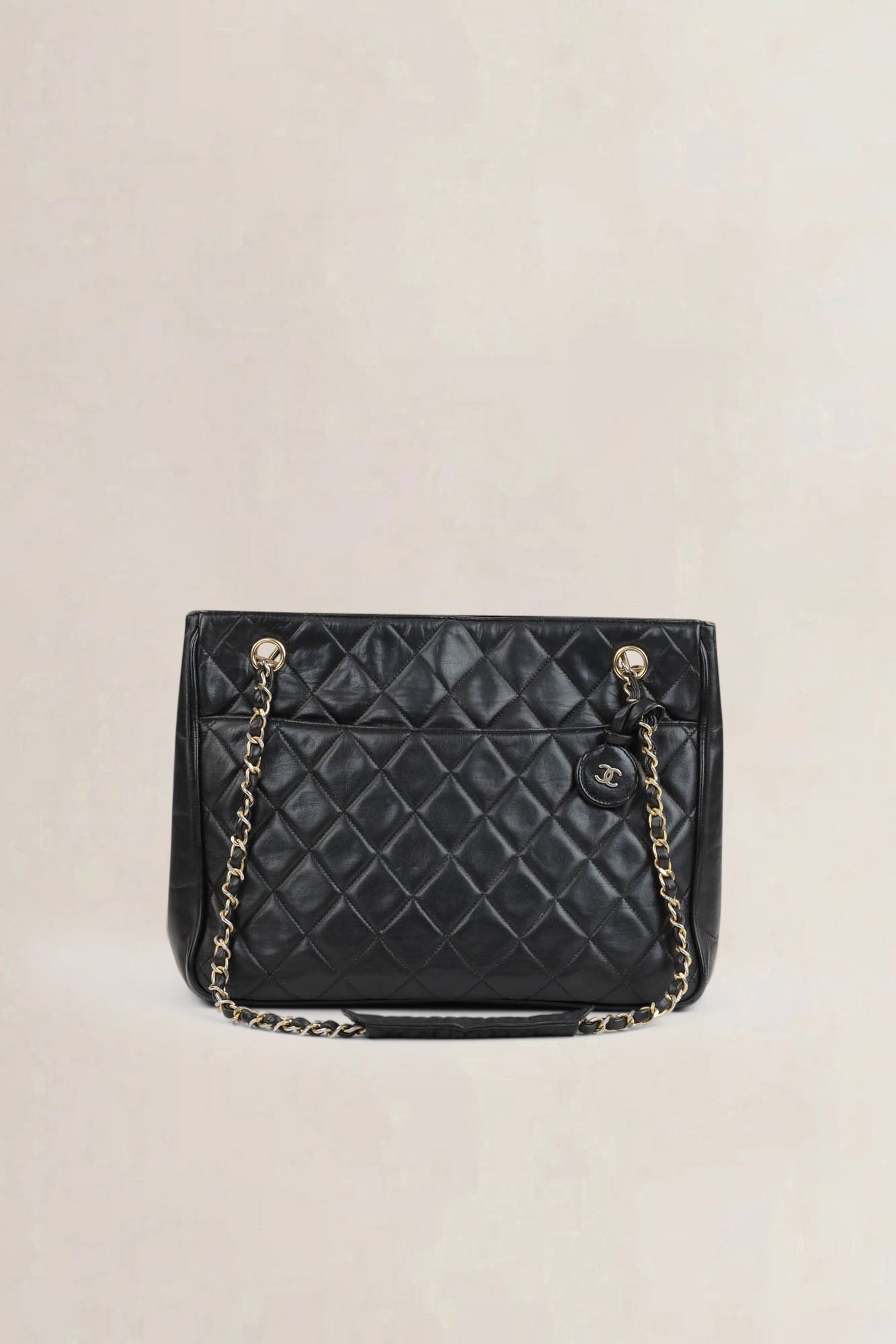 Black Quilted Lambskin Shoulder Bag
