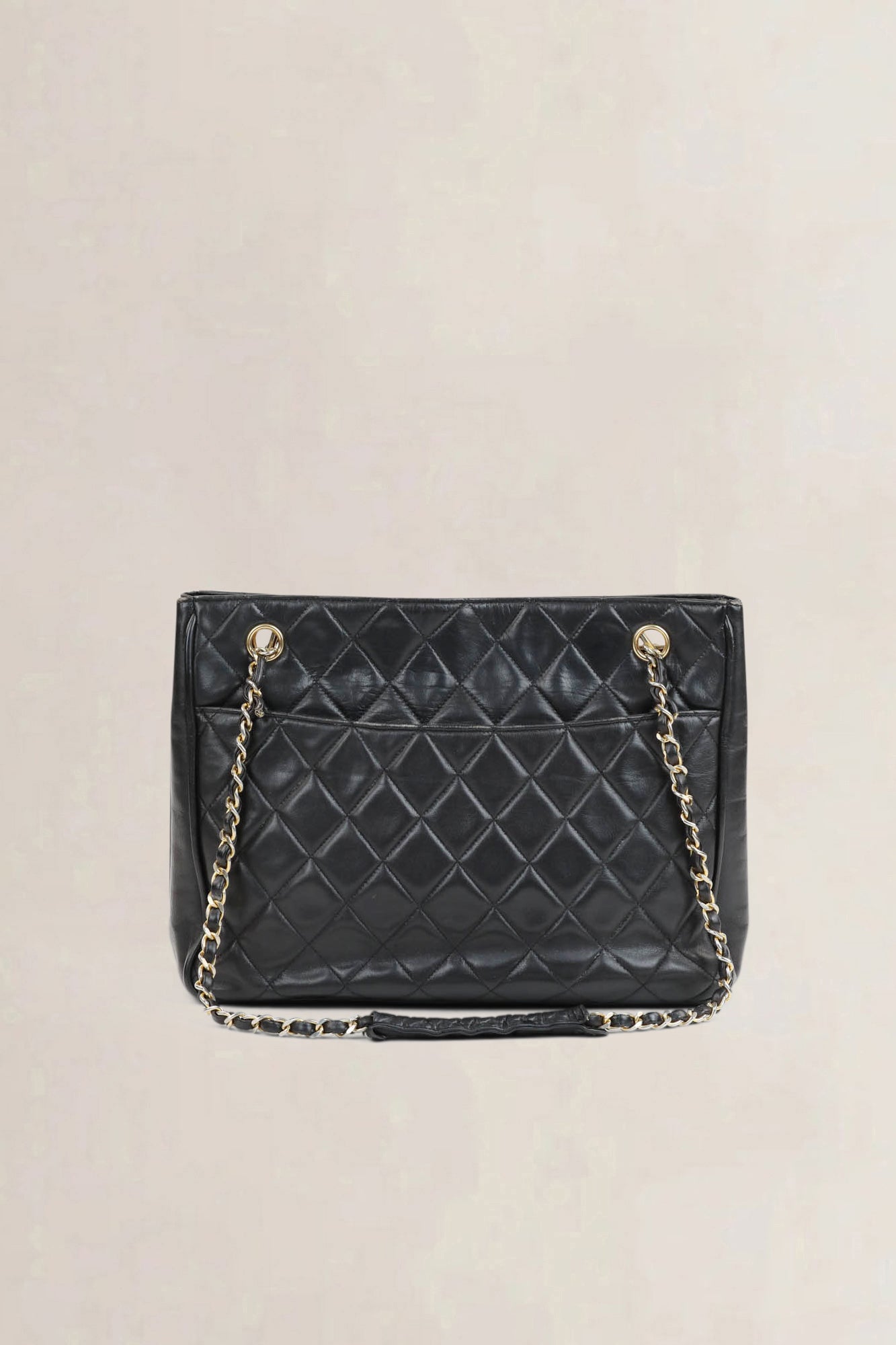Black Quilted Lambskin Shoulder Bag