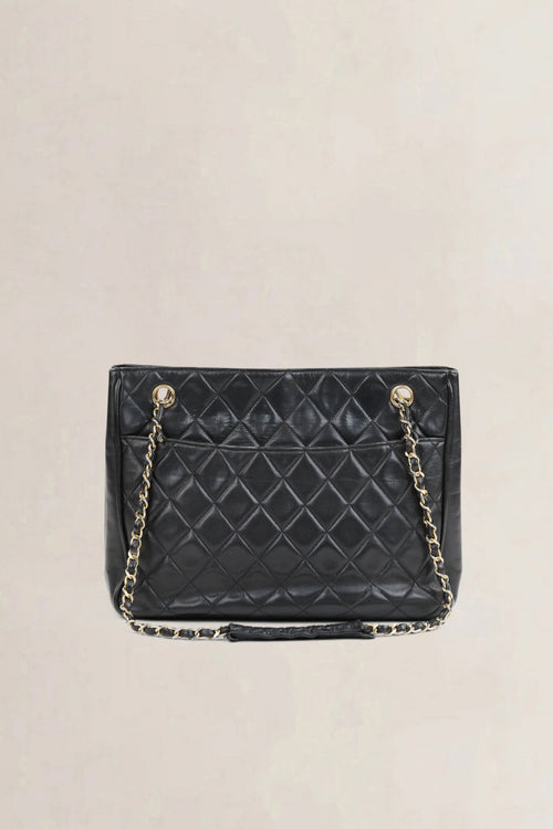Black Quilted Lambskin Shoulder Bag