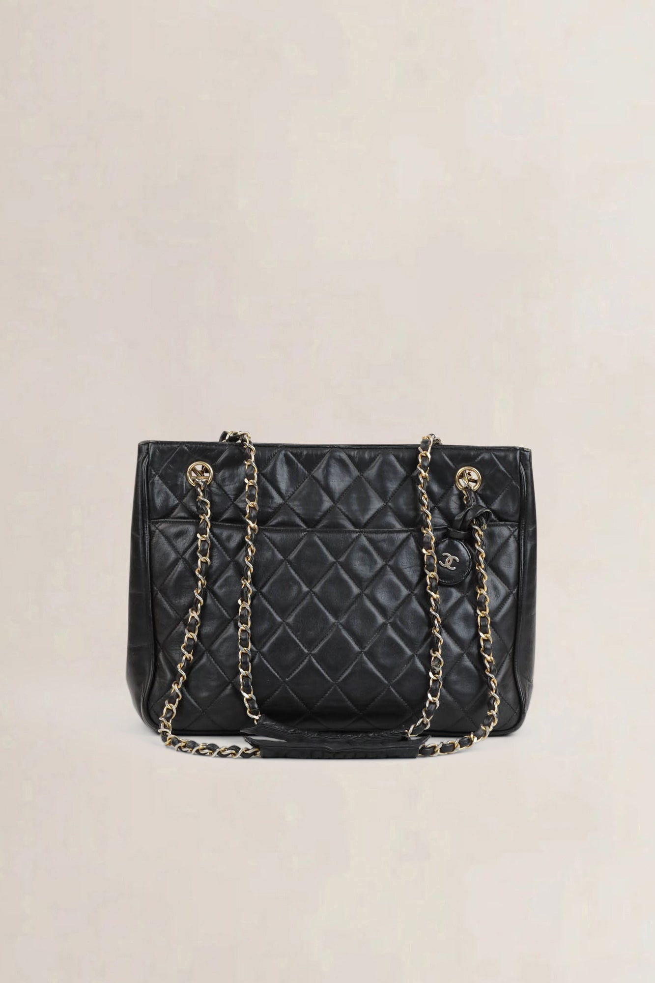 Black Quilted Lambskin Shoulder Bag
