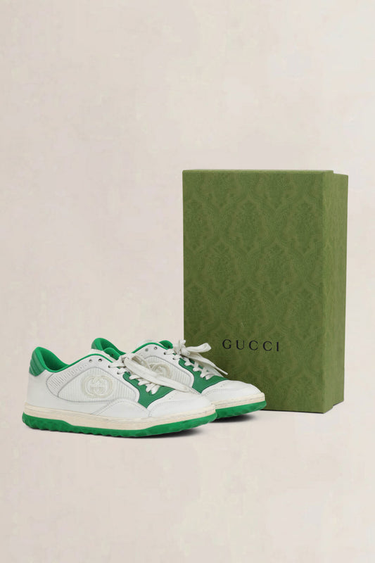 White/Green Interlocking GG Mac90 Sneakers