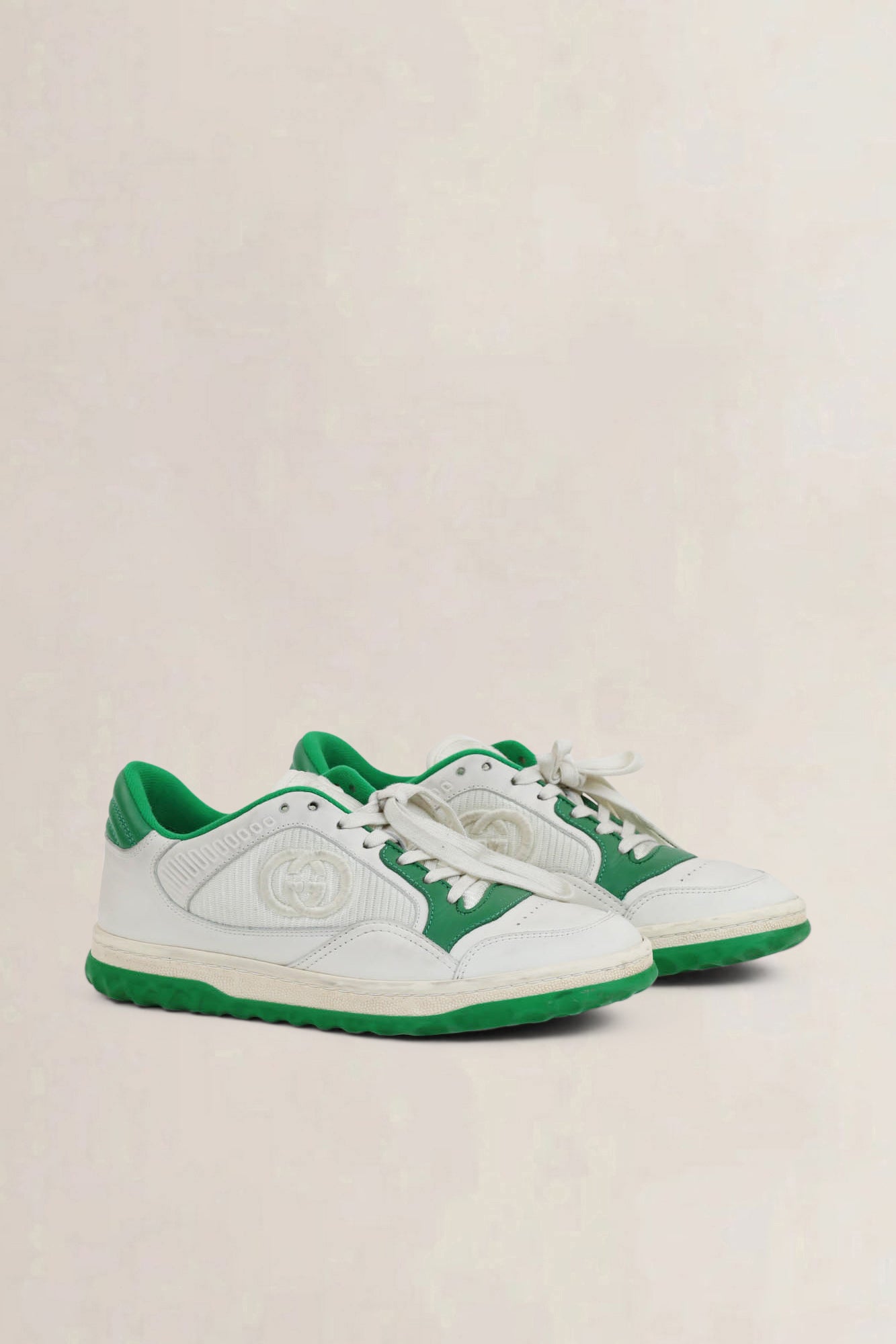 White/Green Interlocking GG Mac90 Sneakers