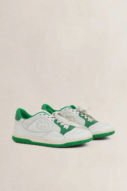 White/Green Interlocking GG Mac90 Sneakers