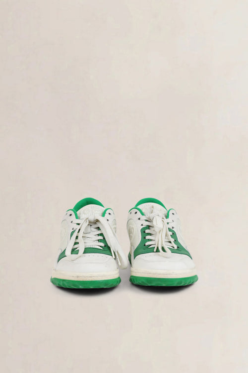 White/Green Interlocking GG Mac90 Sneakers