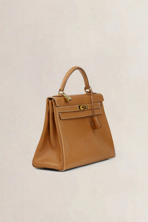 Hermès Kelly 32 in Camel Vache Liege Leather Crossbody Bag