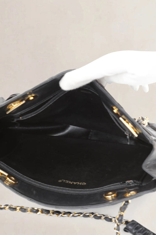 Black Quilted Lambskin Shoulder Bag