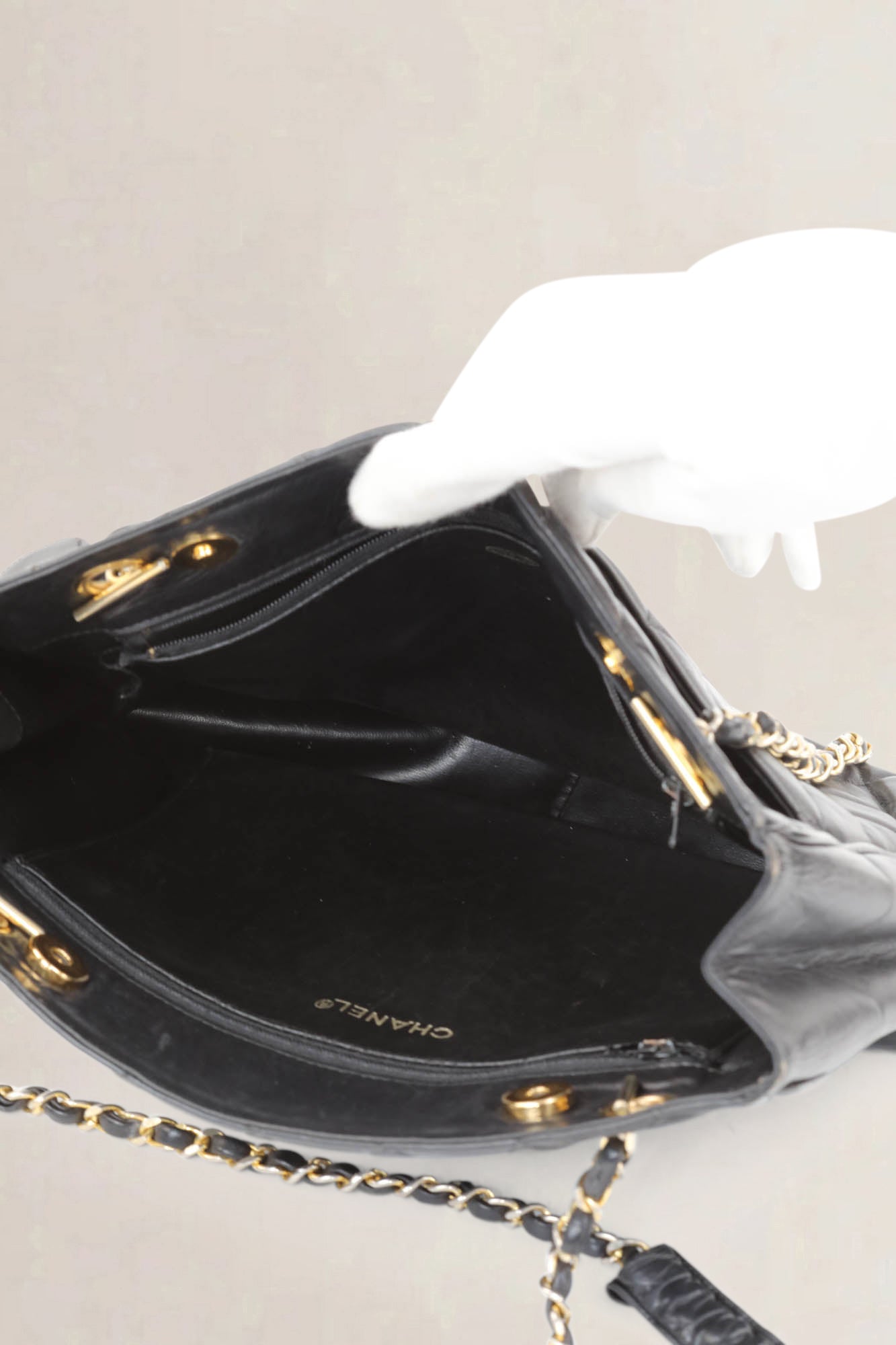 Black Quilted Lambskin Shoulder Bag