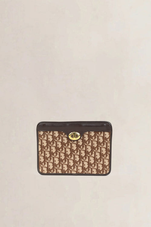 Christian Dior Brown Oblique Monogram Clutch