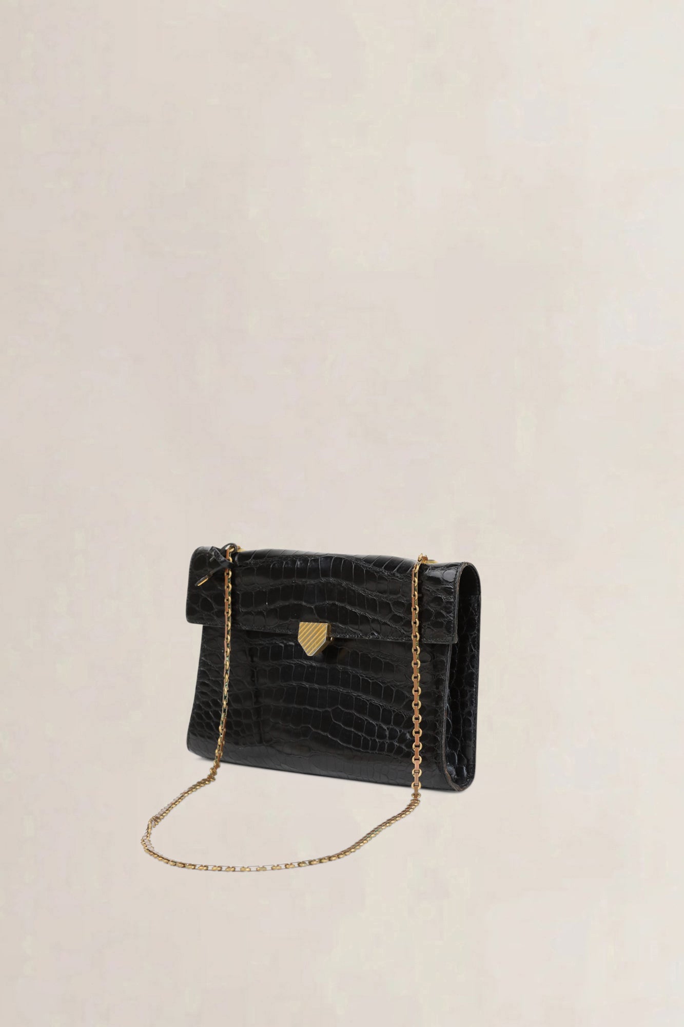 Delvaux Black Croco Vintage Evening Bag