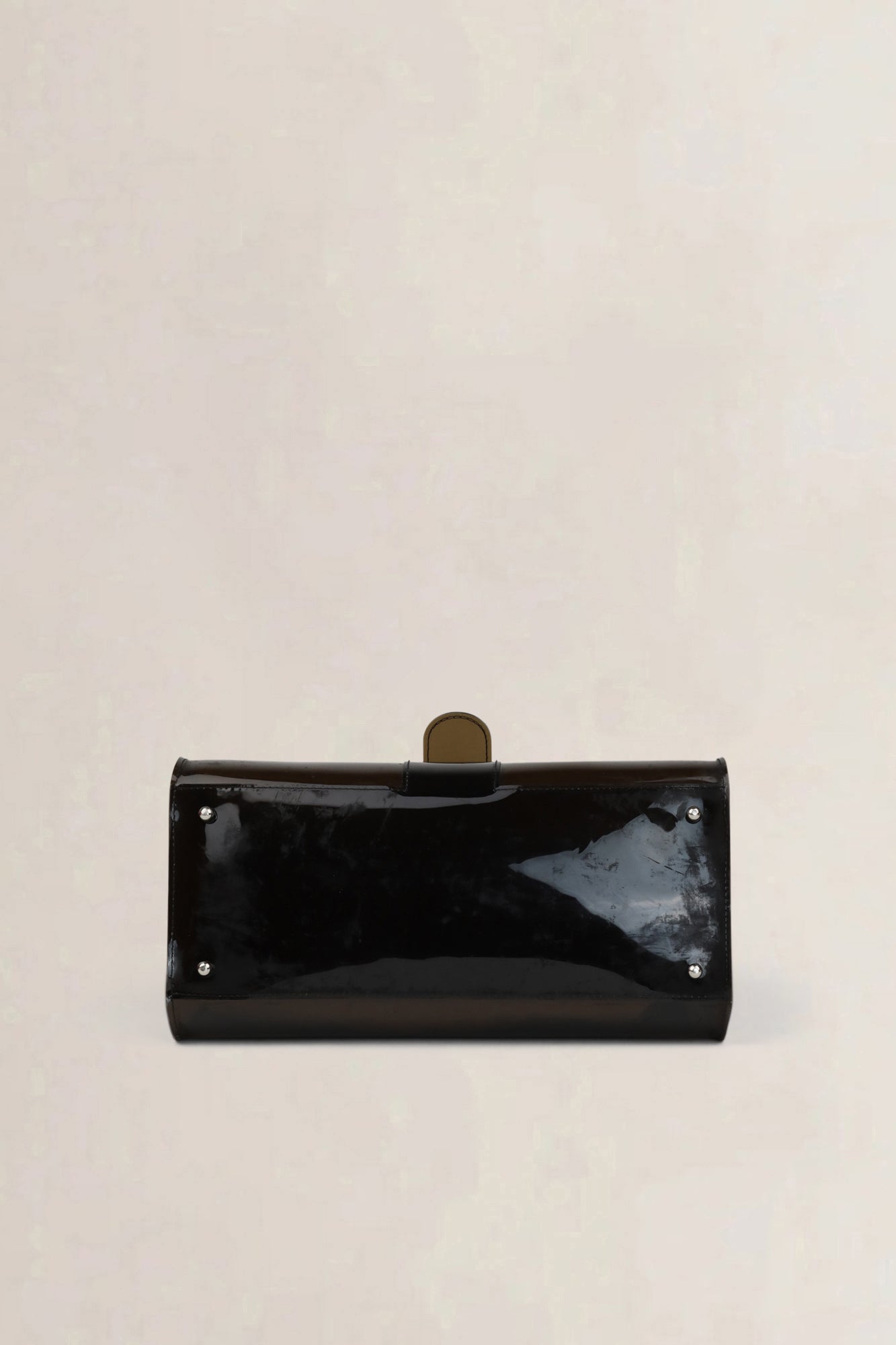 Delvaux Brillant MM Black Vinyl Top Handle Bag