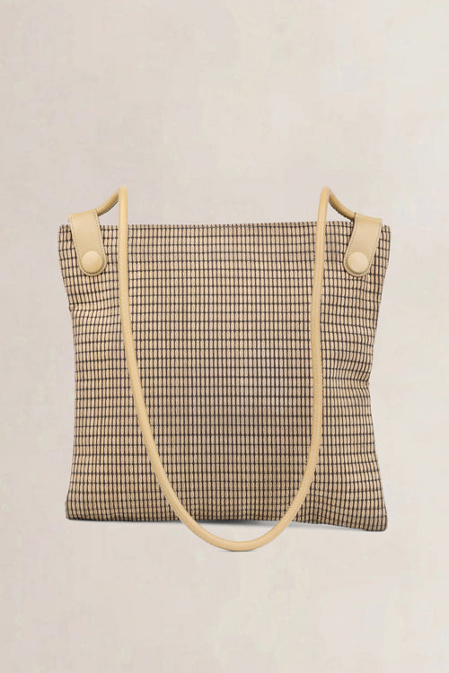 Delvaux Beige Woven Leather Shoulder Bag