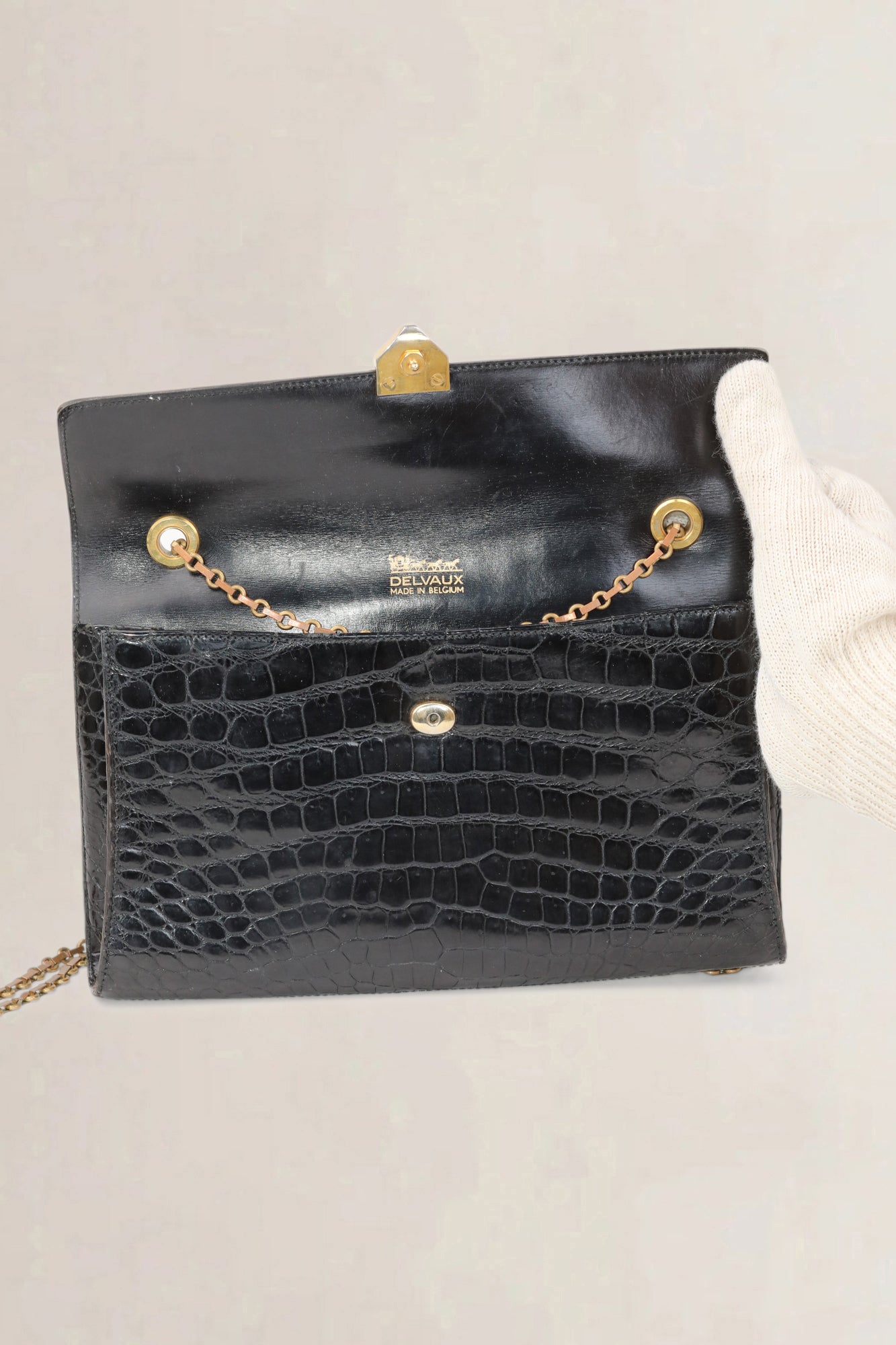 Delvaux Black Croco Vintage Evening Bag