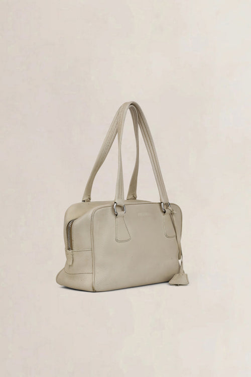 Prada White Vitello Daino Shoulder Bag