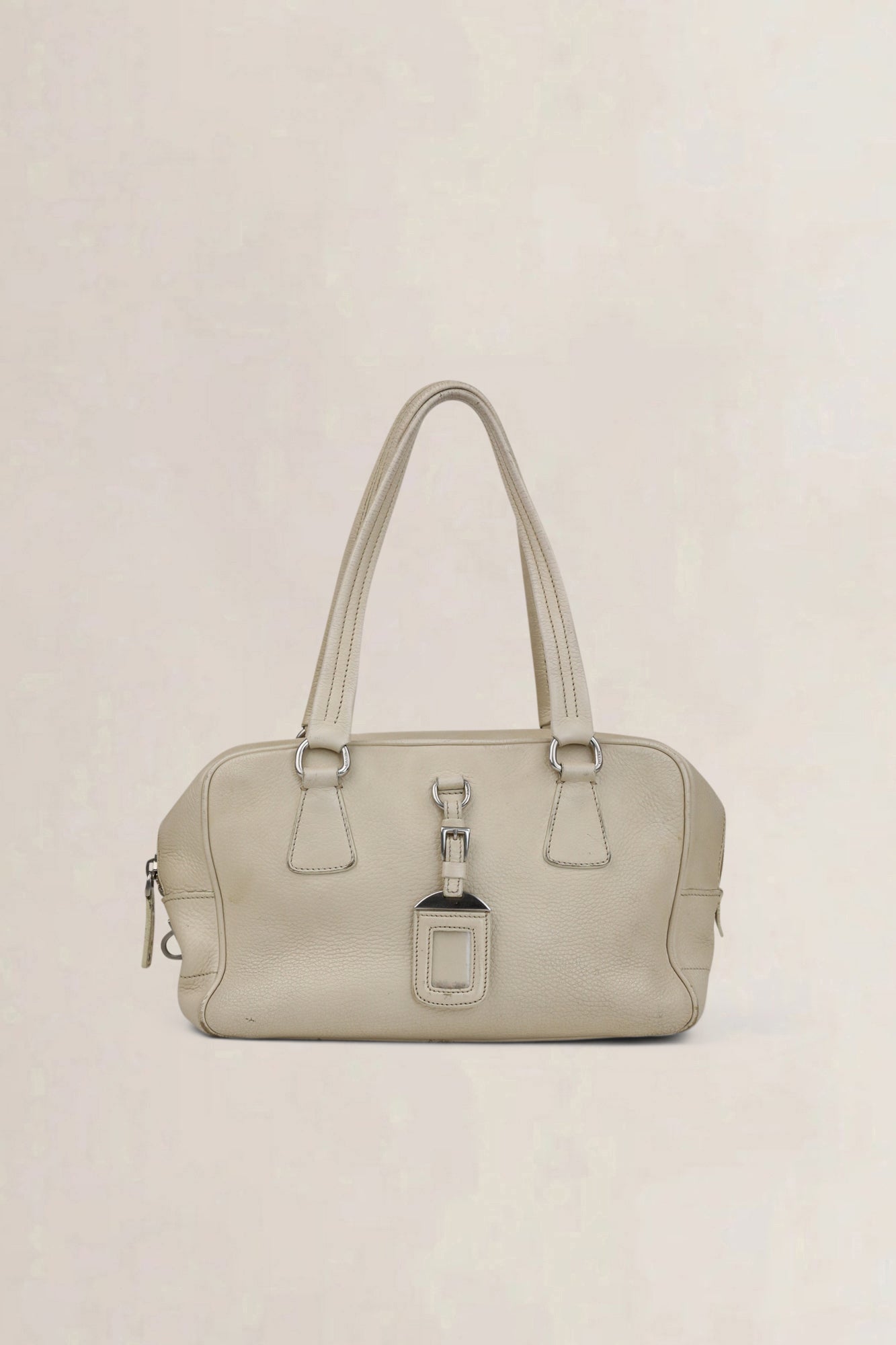 Prada White Vitello Daino Shoulder Bag