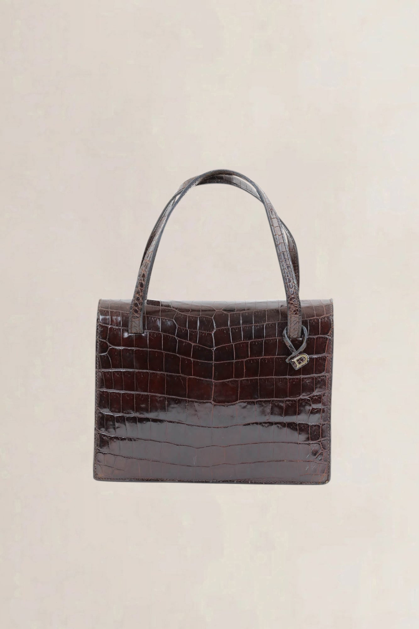 Brown Croco Top Handle Bag
