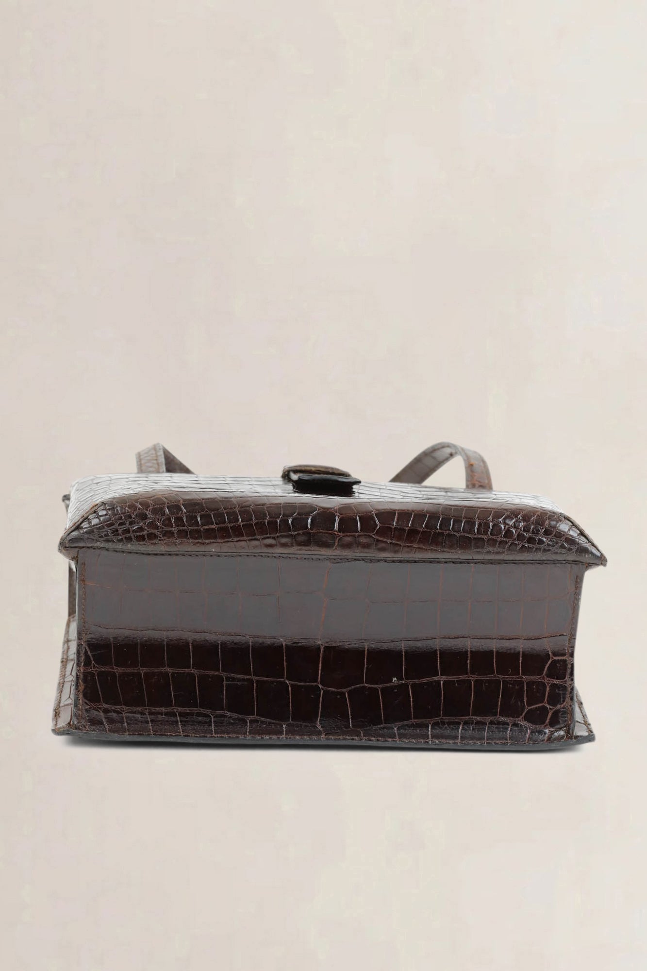 Brown Croco Top Handle Bag