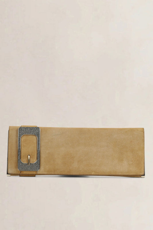 Brown Romy Suède Clutch
