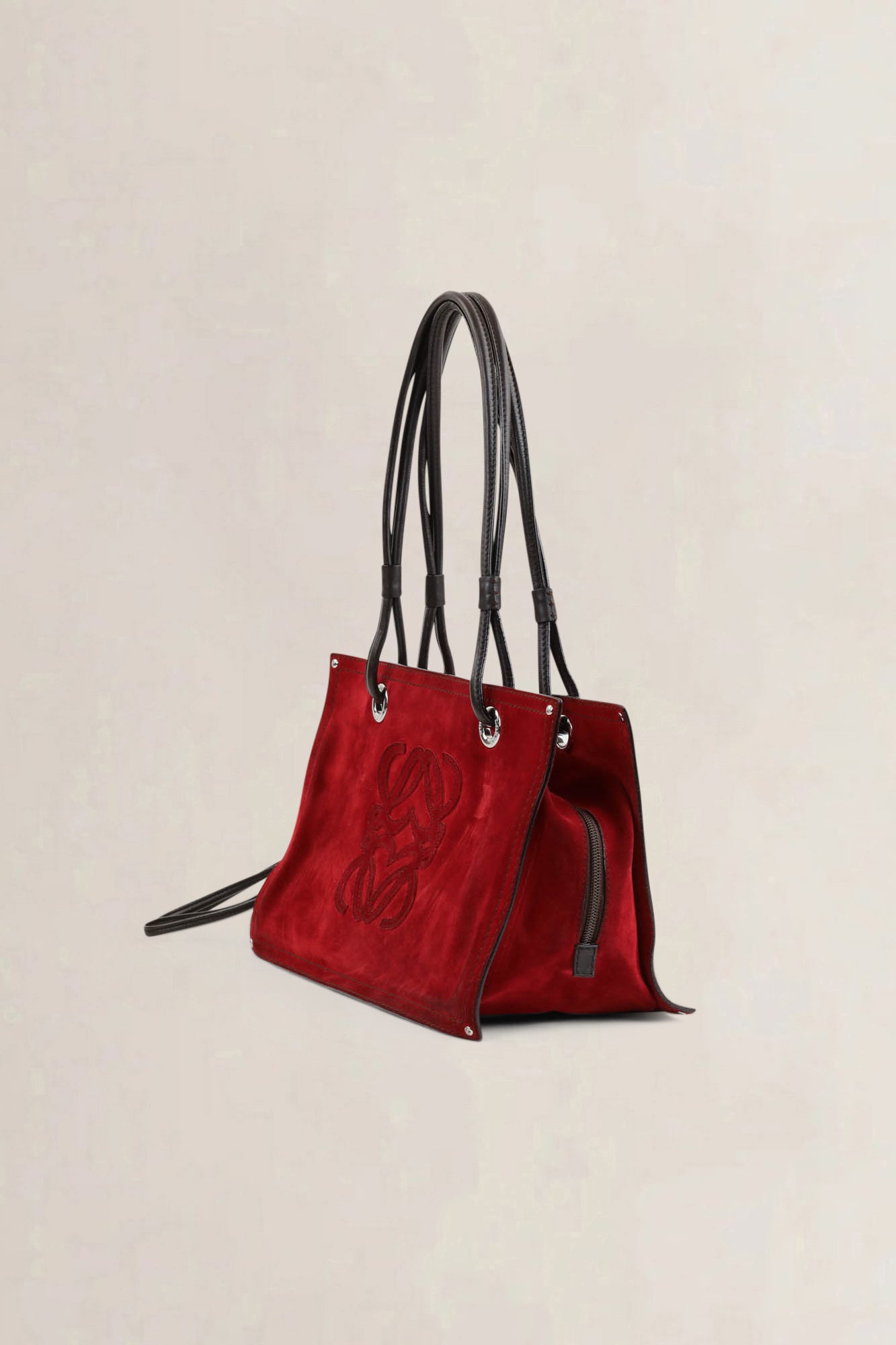 Loewe Red Anagram Suède Shoulder Bag