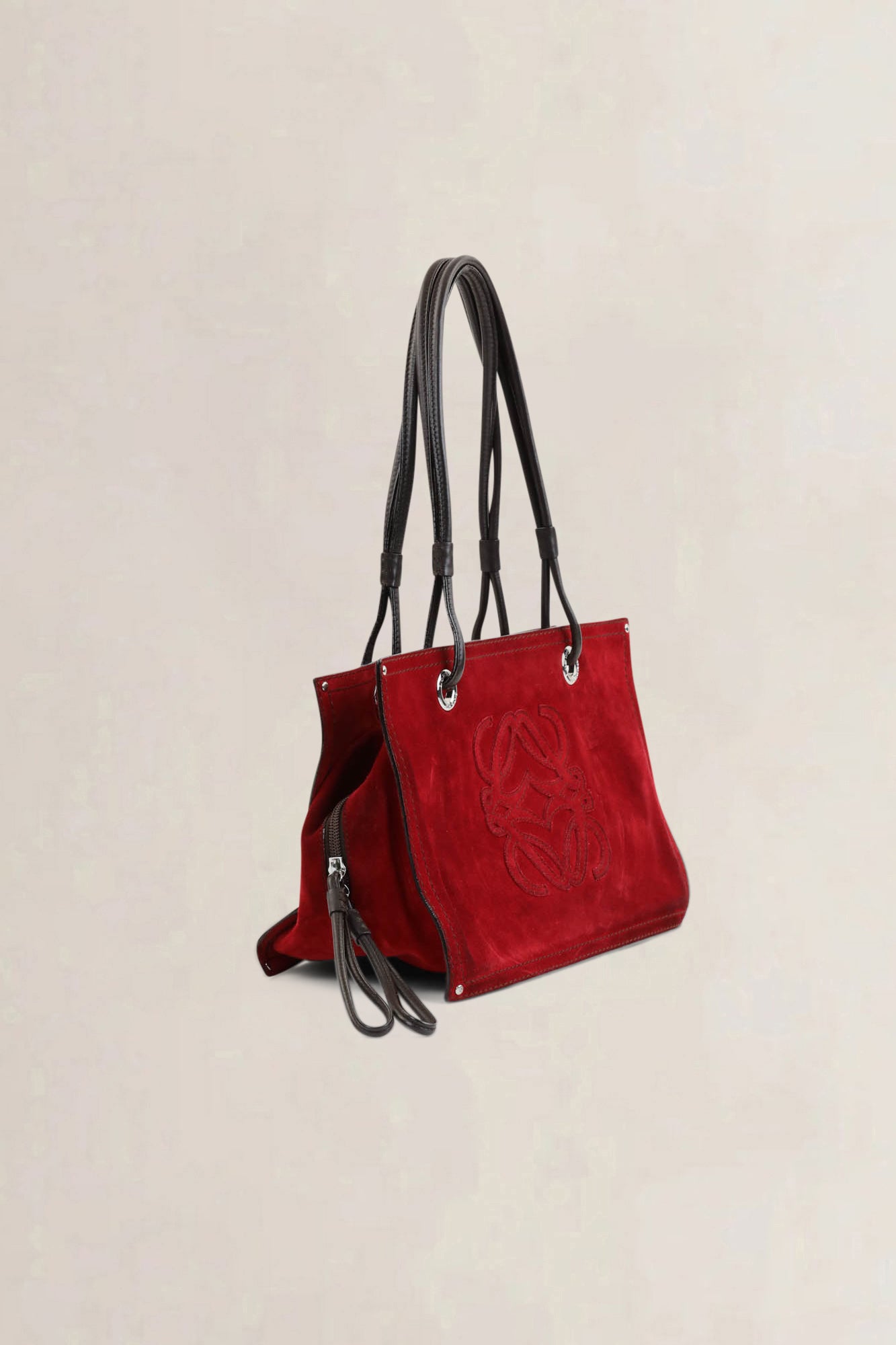 Loewe Red Anagram Suède Shoulder Bag