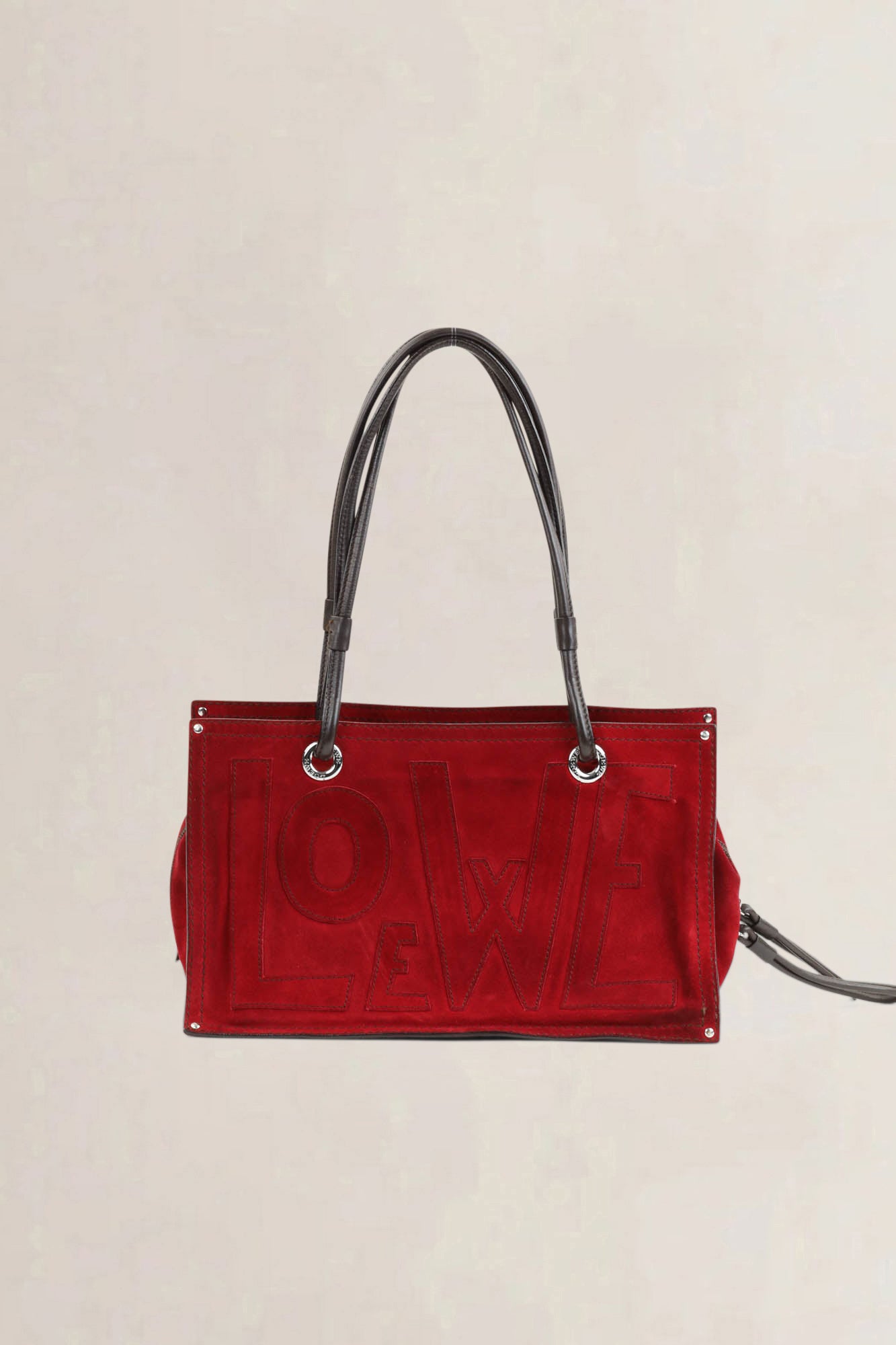 Loewe Red Anagram Suède Shoulder Bag