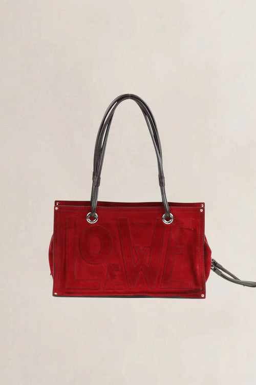 Loewe Red Anagram Suède Shoulder Bag