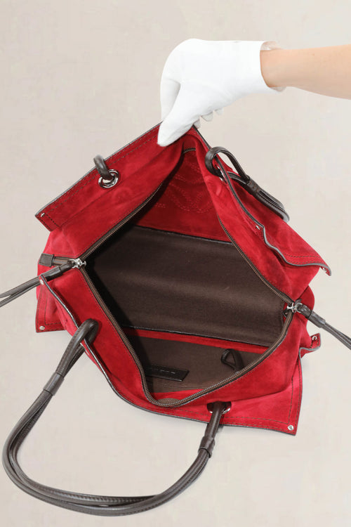 Loewe Red Anagram Suède Shoulder Bag