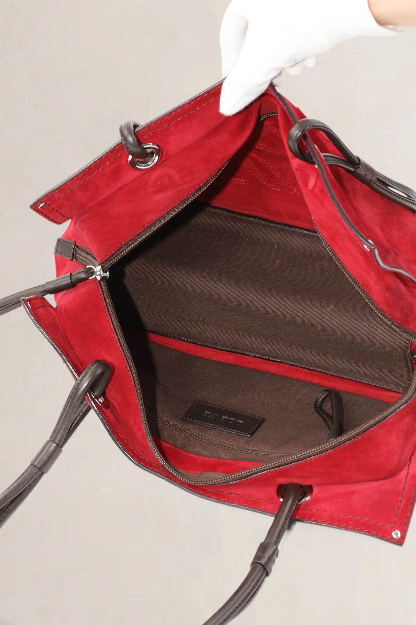 Loewe Red Anagram Suède Shoulder Bag