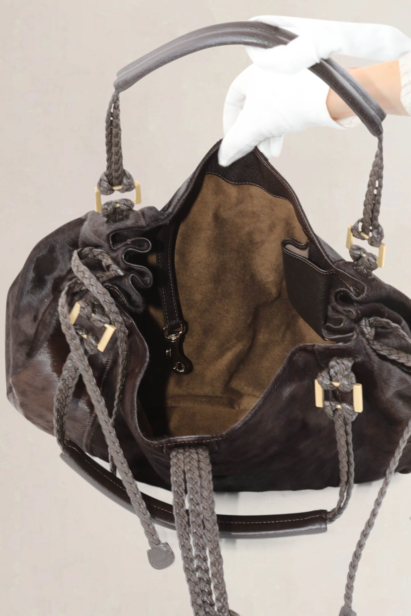Delvaux Brown Pony Hair Eugène GM Shoulder Bag