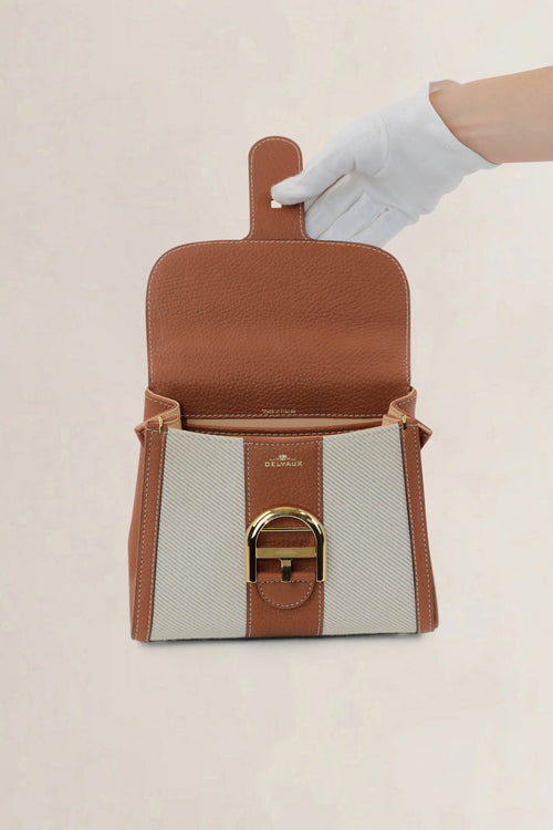 Delvaux Brillant Mini Canvas Tan Top handle Bag