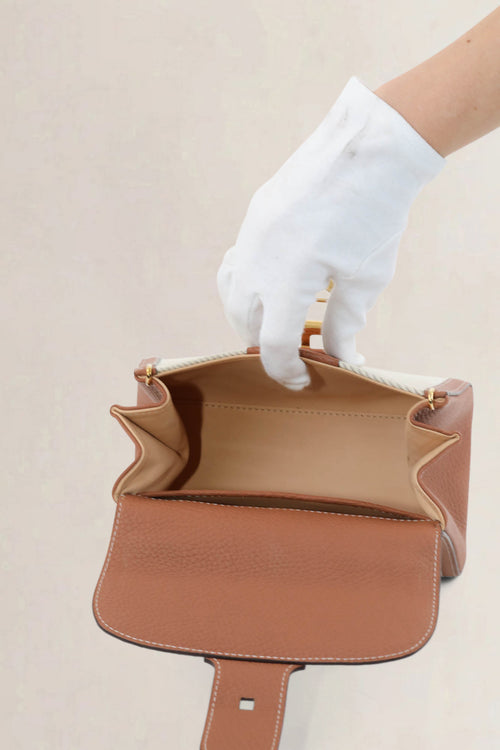 Delvaux Brillant Mini Canvas Tan Top handle Bag