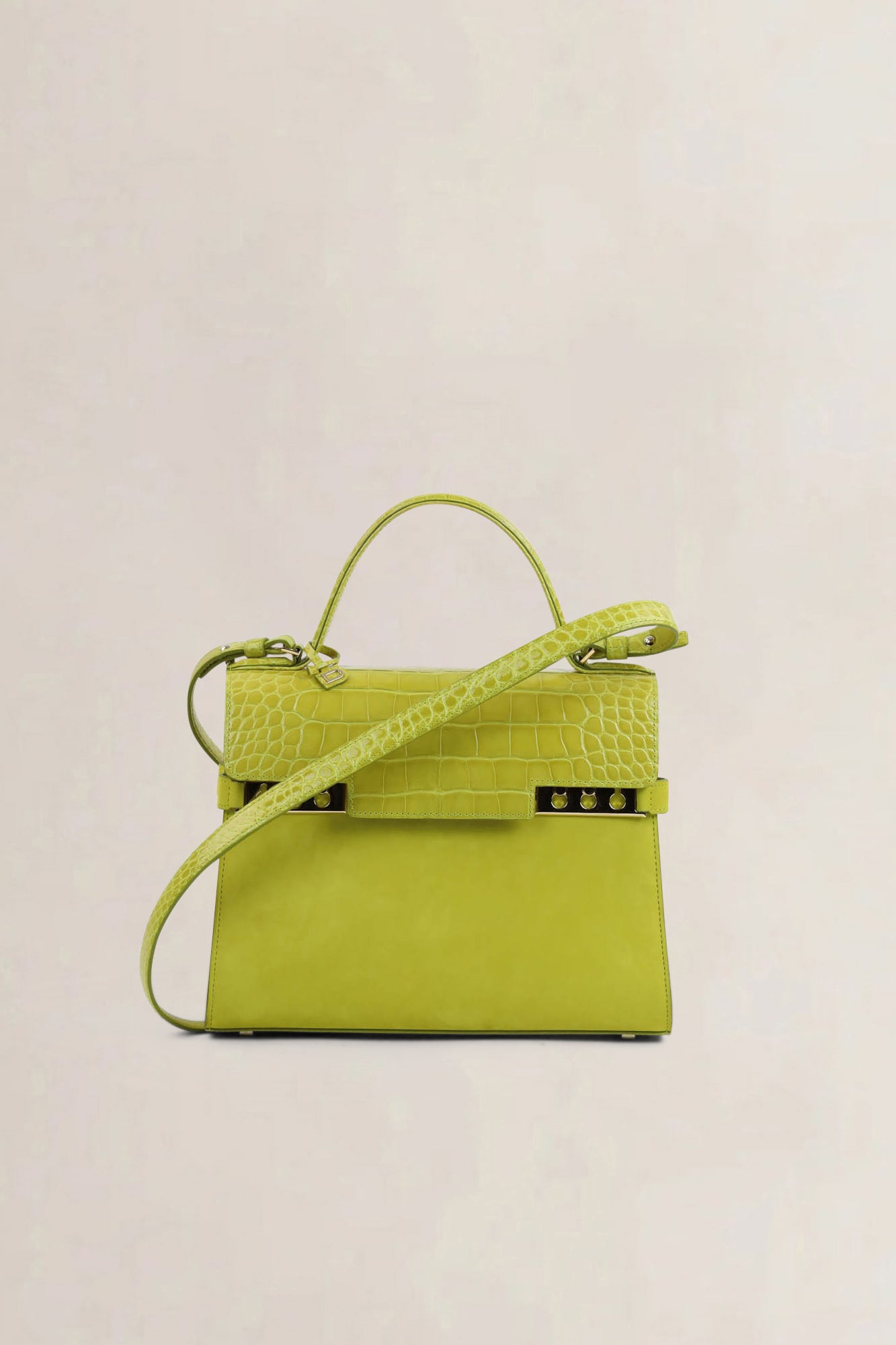 Delvaux Absinthe Limited Edition Tempête Croco/Suède Crossbody Bag