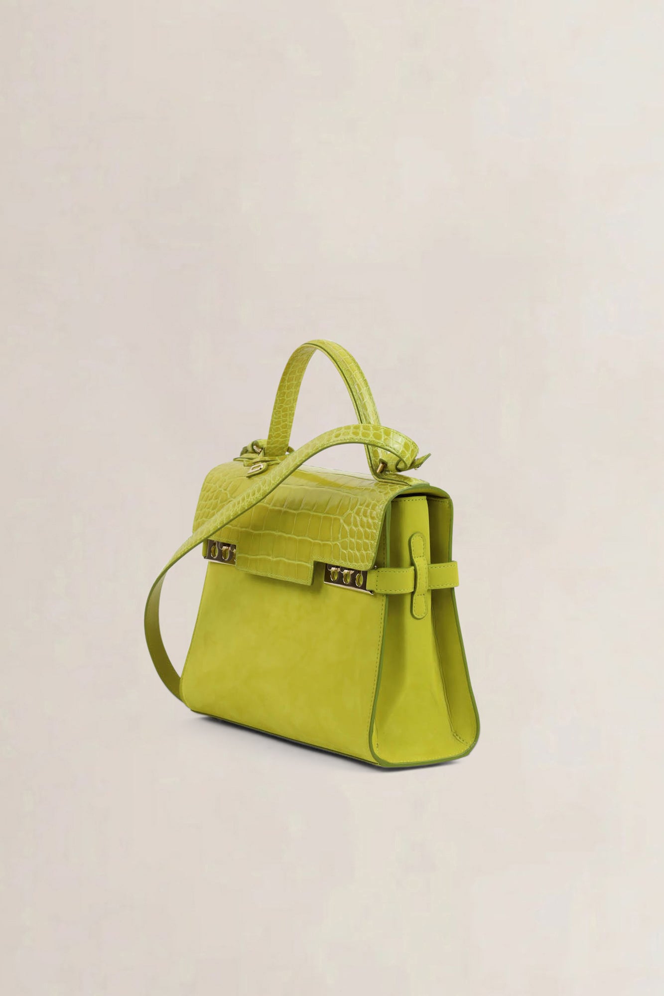 Delvaux Absinthe Limited Edition Tempête Croco/Suède Crossbody Bag