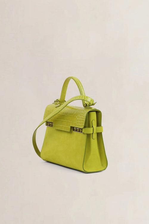 Delvaux Absinthe Limited Edition Tempête Croco/Suède Crossbody Bag