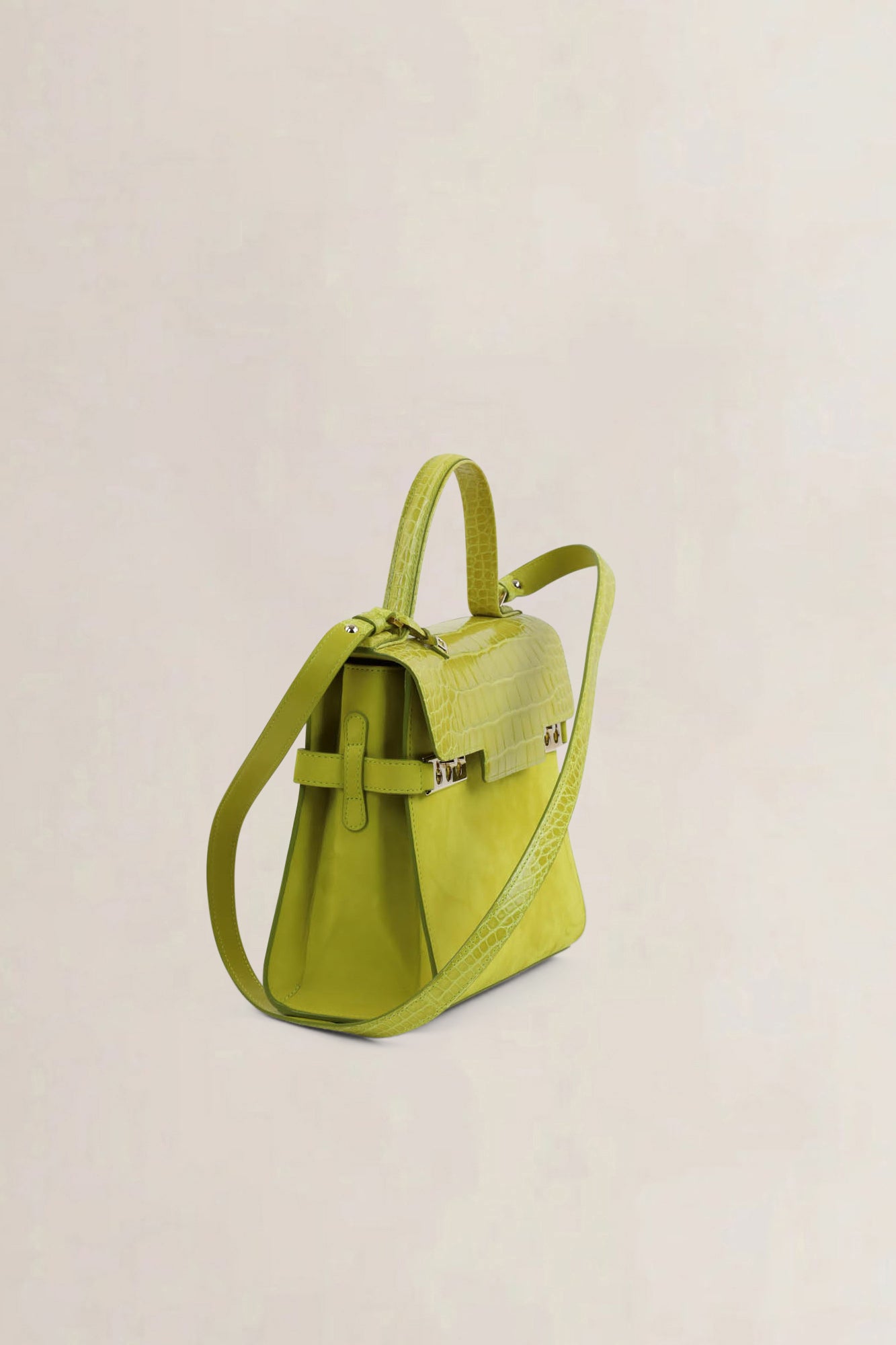 Delvaux Absinthe Limited Edition Tempête Croco/Suède Crossbody Bag