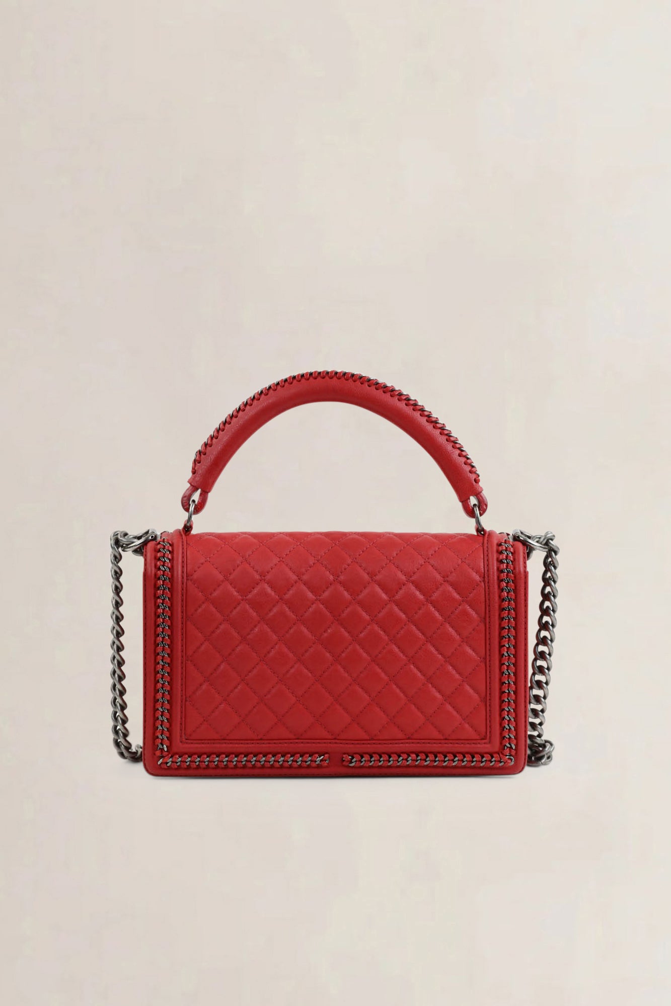 Chanel Red Quilted Leather Large Boy Crossbody Bag
