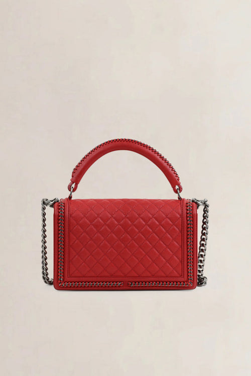 Chanel Red Quilted Leather Large Boy Crossbody Bag