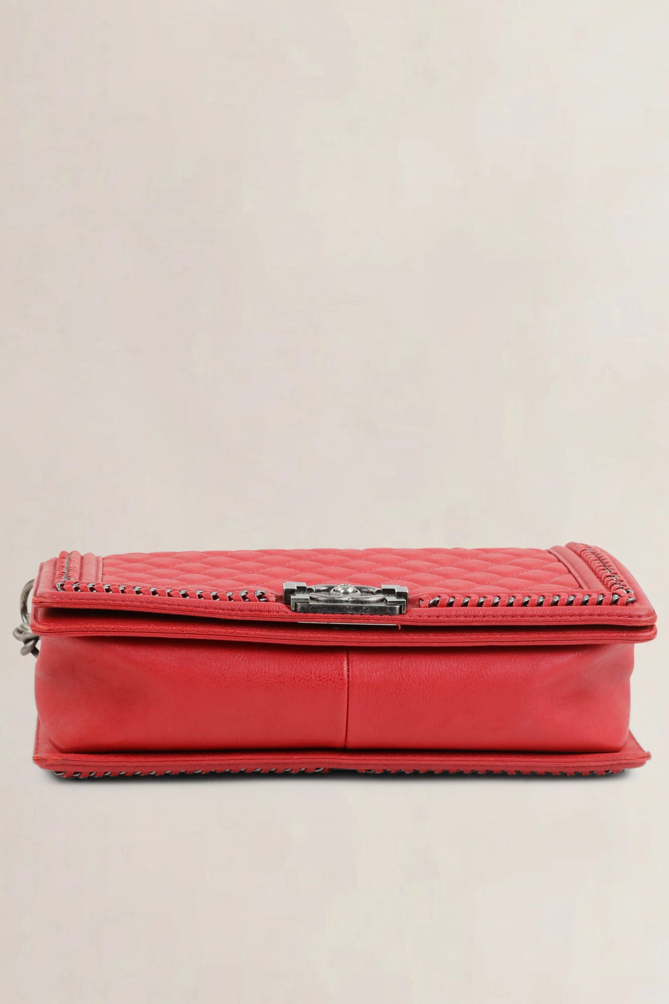 Chanel Red Quilted Leather Large Boy Crossbody Bag