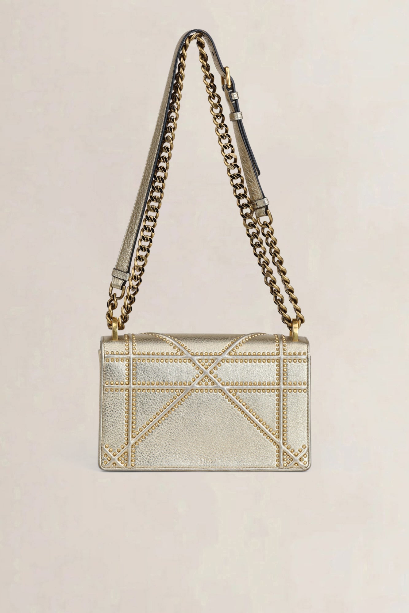 Christian Dior Metallic Gold Cannage Diorama Crossbody Bag