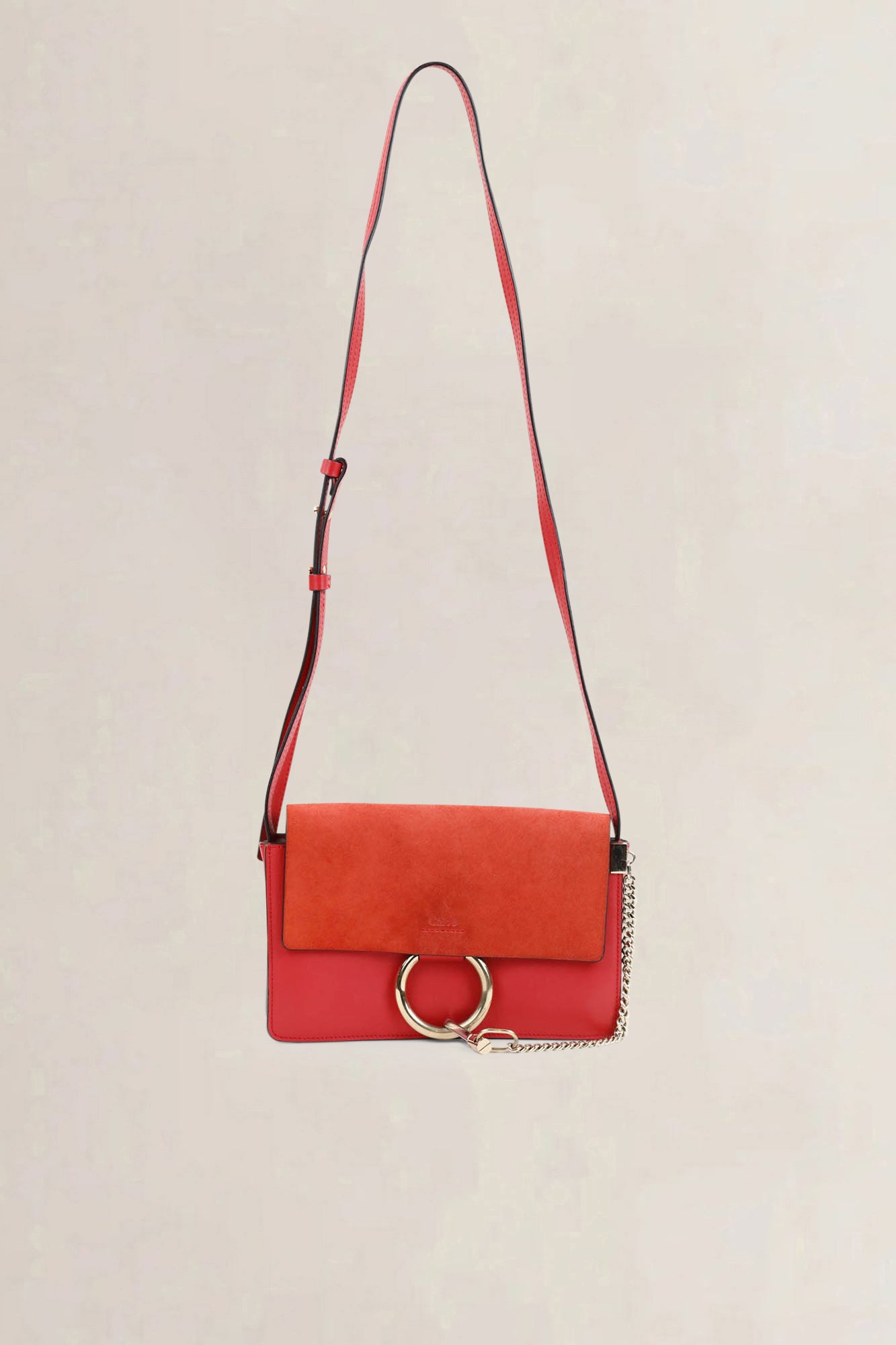 Red Leather/Suède Faye Crossbody Bag