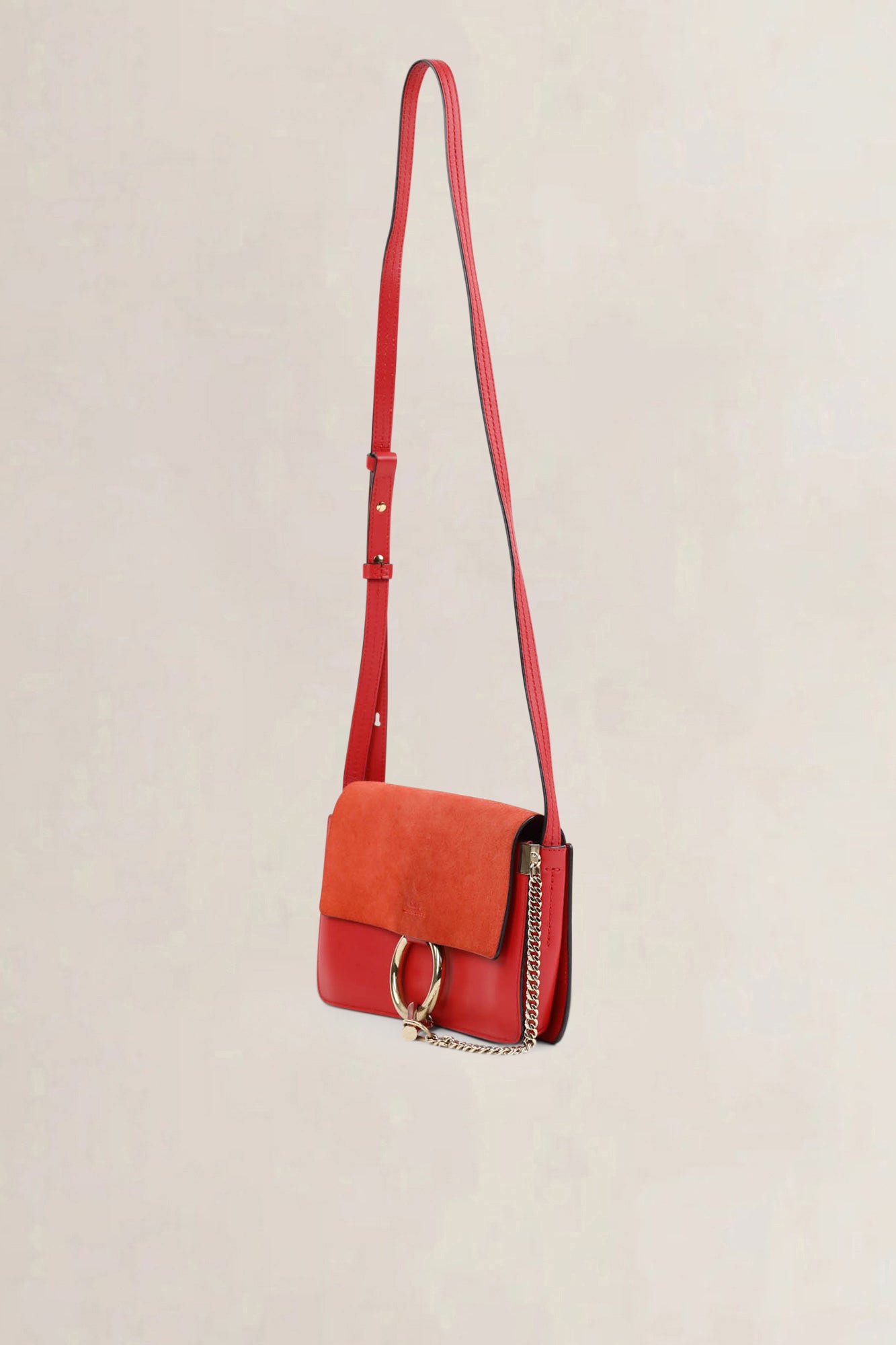 Red Leather/Suède Faye Crossbody Bag