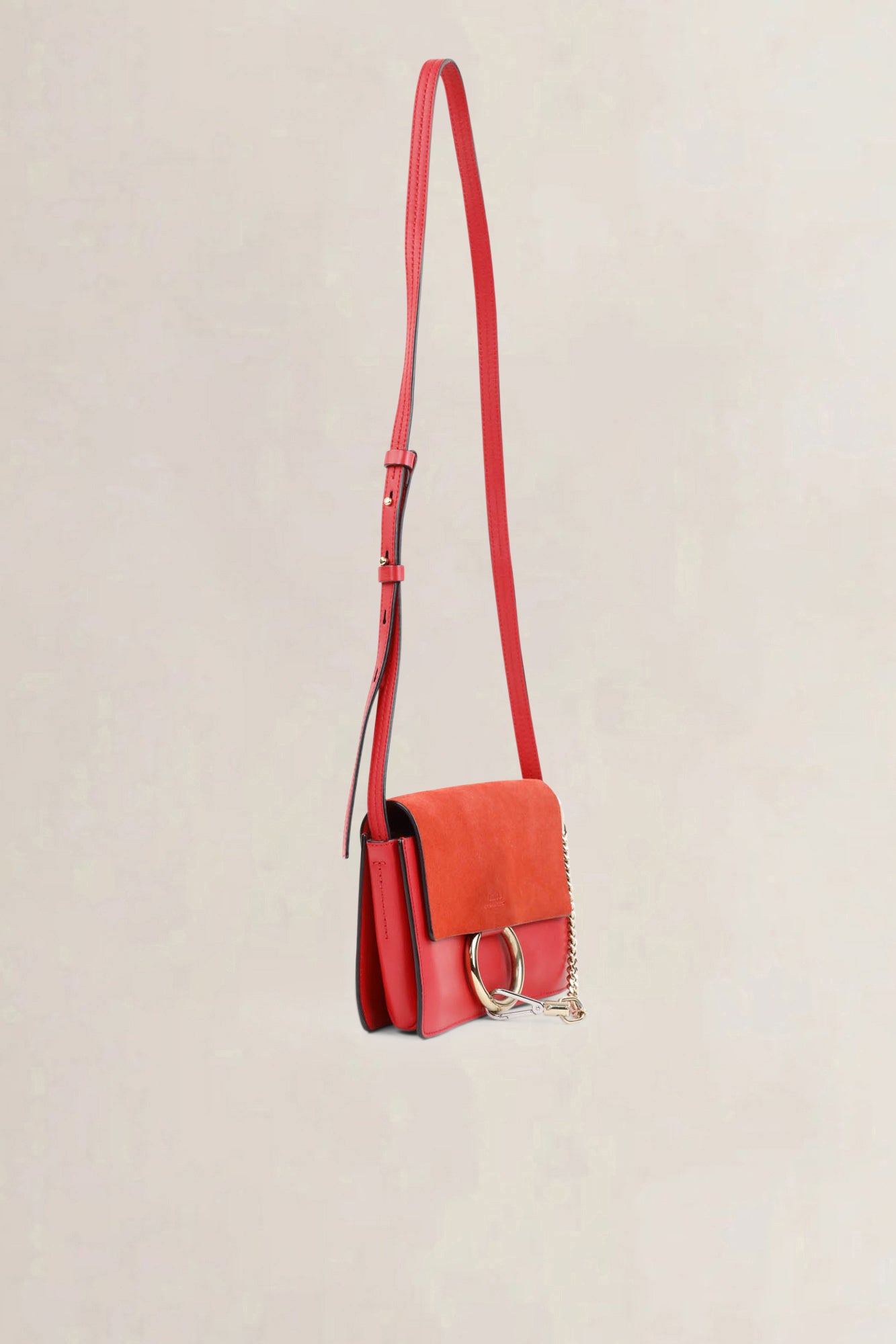 Red Leather/Suède Faye Crossbody Bag