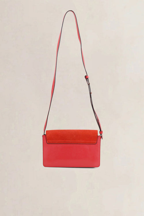 Red Leather/Suède Faye Crossbody Bag