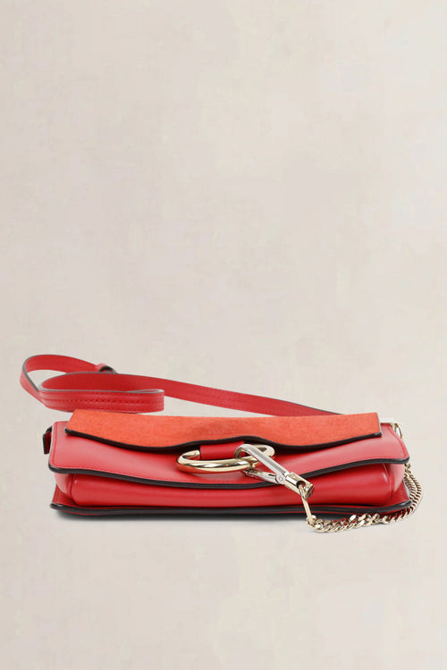 Red Leather/Suède Faye Crossbody Bag