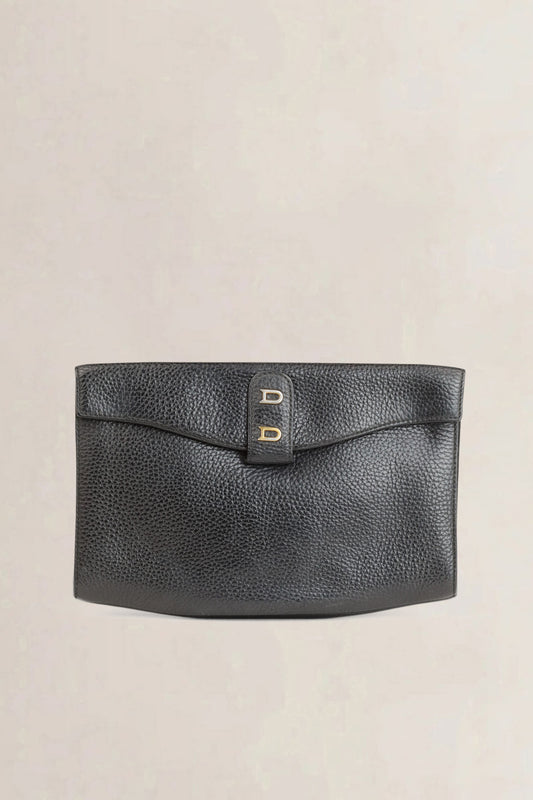 Delvaux Black Grained Leather Clutch