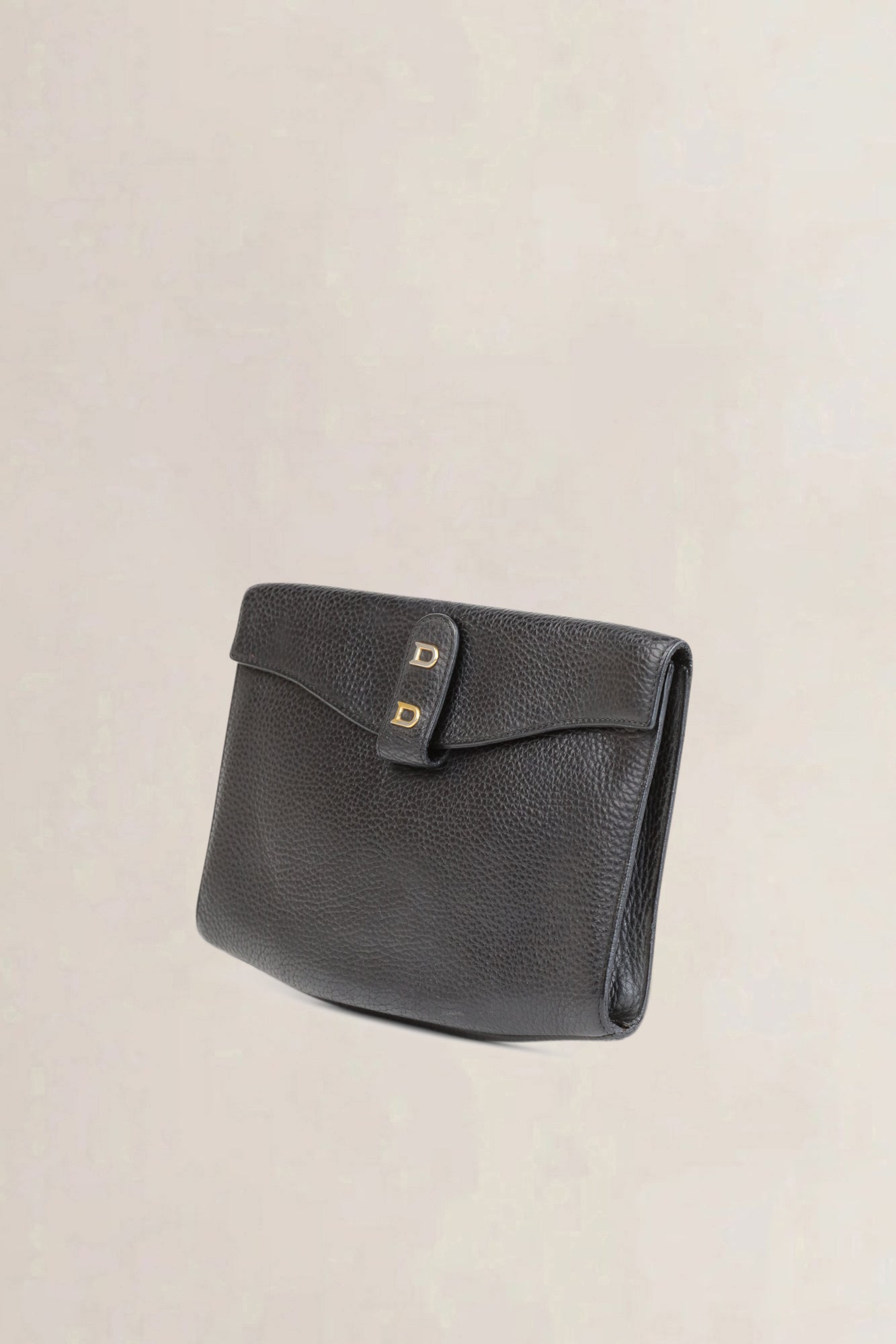 Delvaux Black Grained Leather Clutch