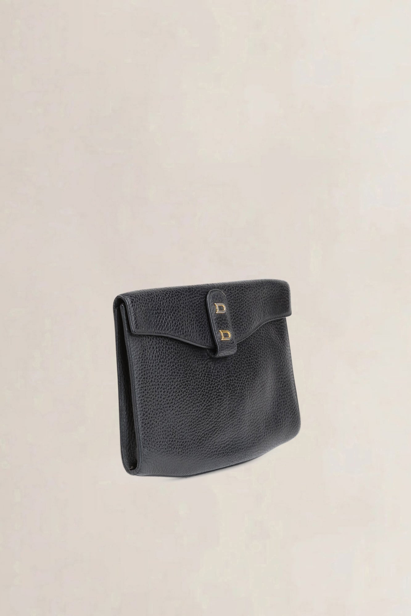 Delvaux Black Grained Leather Clutch