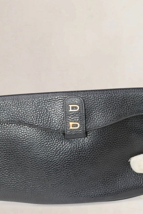 Delvaux Black Grained Leather Clutch