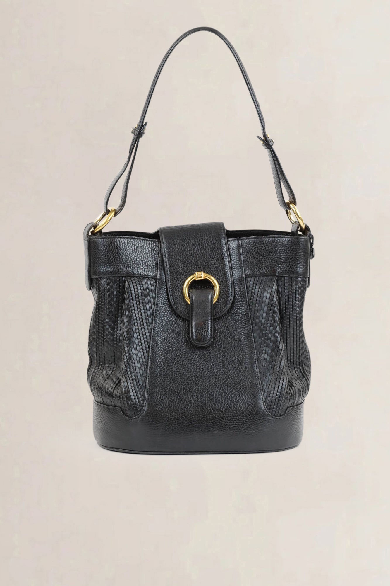 Delvaux Black Toile De Cuir Shoulder Bag