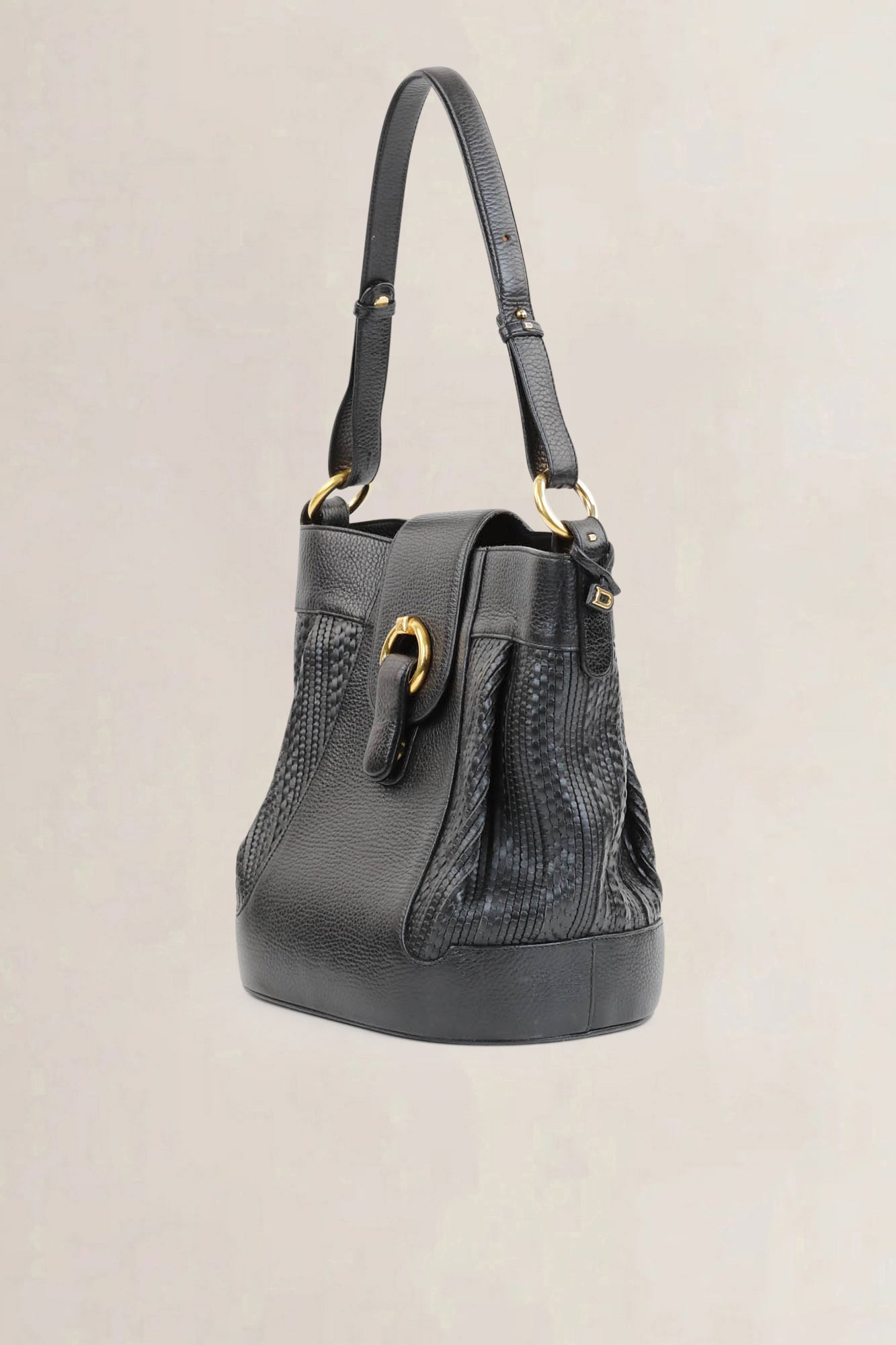 Delvaux Black Toile De Cuir Shoulder Bag