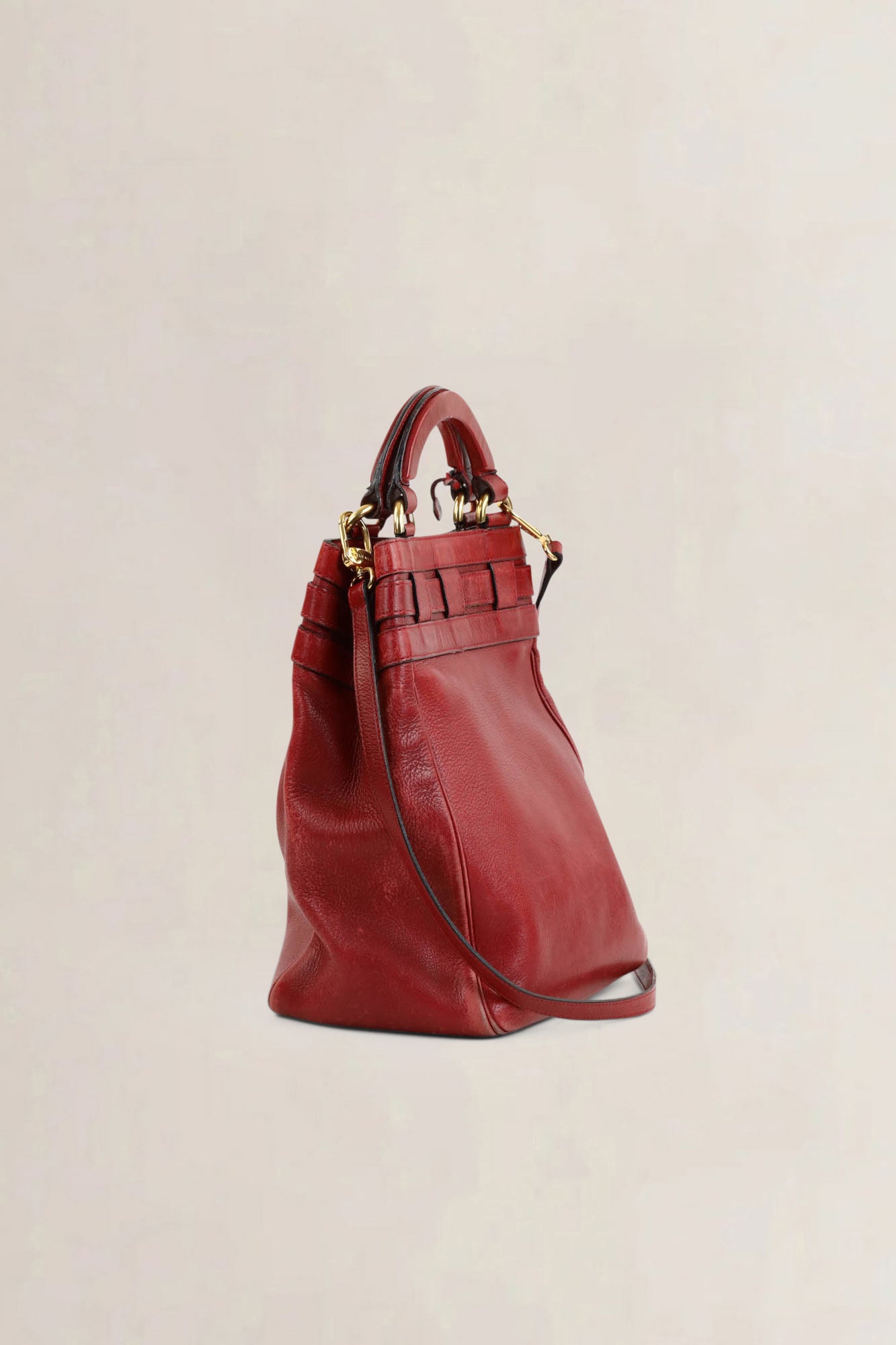 Delvaux Rosso Roseau Top Handle Bag